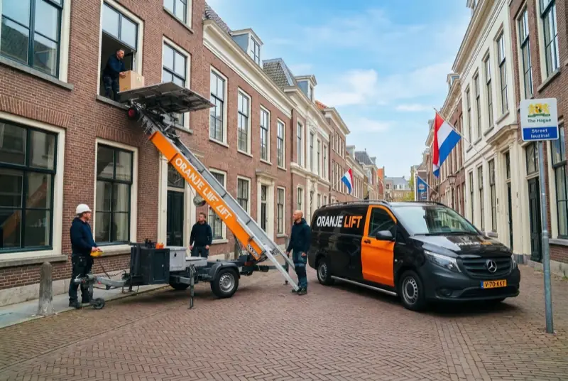 Verhuislift in actie bij appartement Den Helder